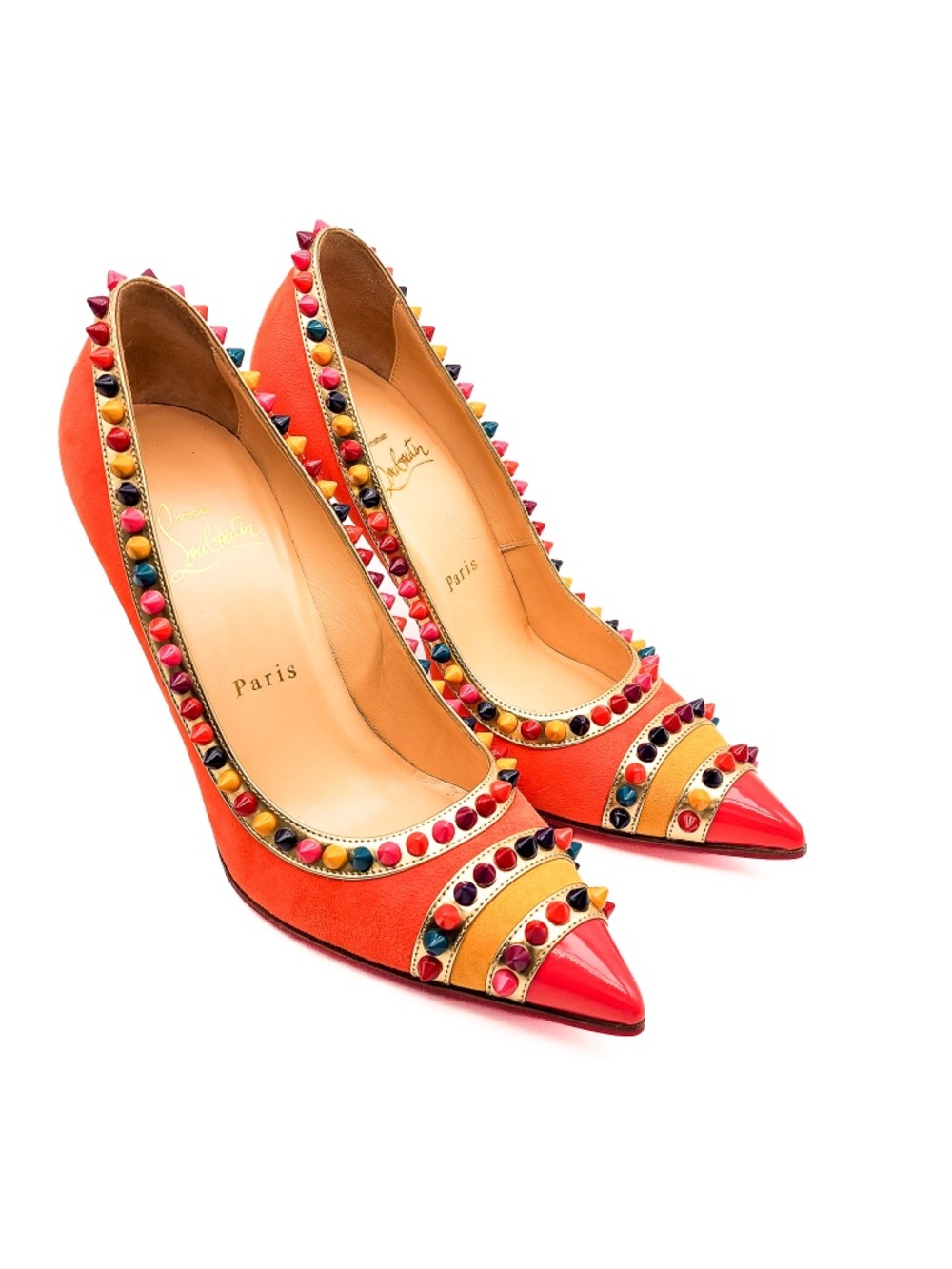 Christian Louboutin Malabar Hill 100 Suede Spiked Pumps Heels EU 37.5